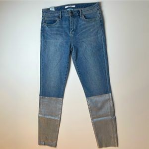 Sam Edelman Women’s The Kitten Mid Rise Skinny Ankle Jeans Metallic Size 29